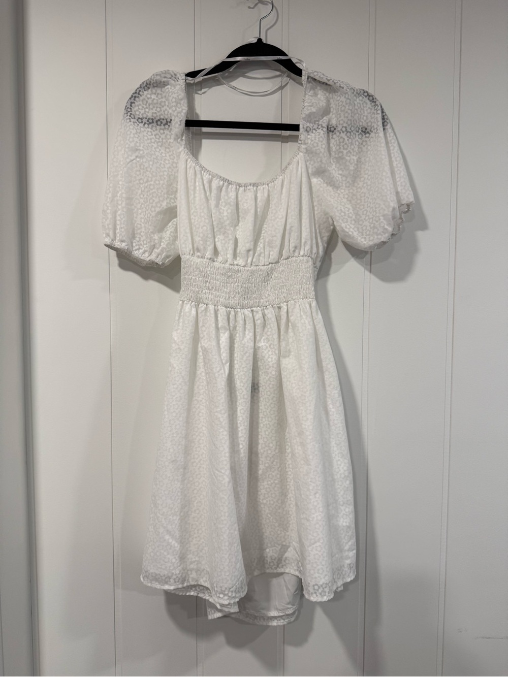 Lulu's Swing into Spring White Floral Burnout Tie-Back Skater Dress